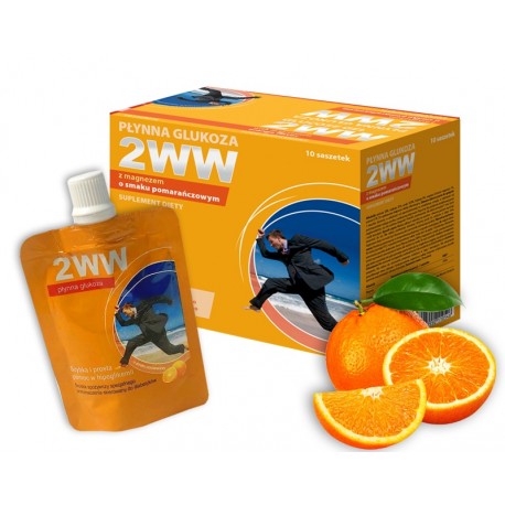 1WW - Płynna glukoza o smaku pomarańczowym - 10 saszetek x 12ml